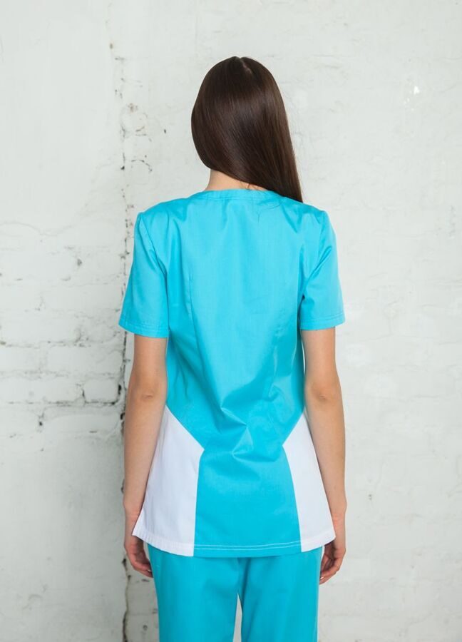Блуза медицинская женская Светлана белый с голубым